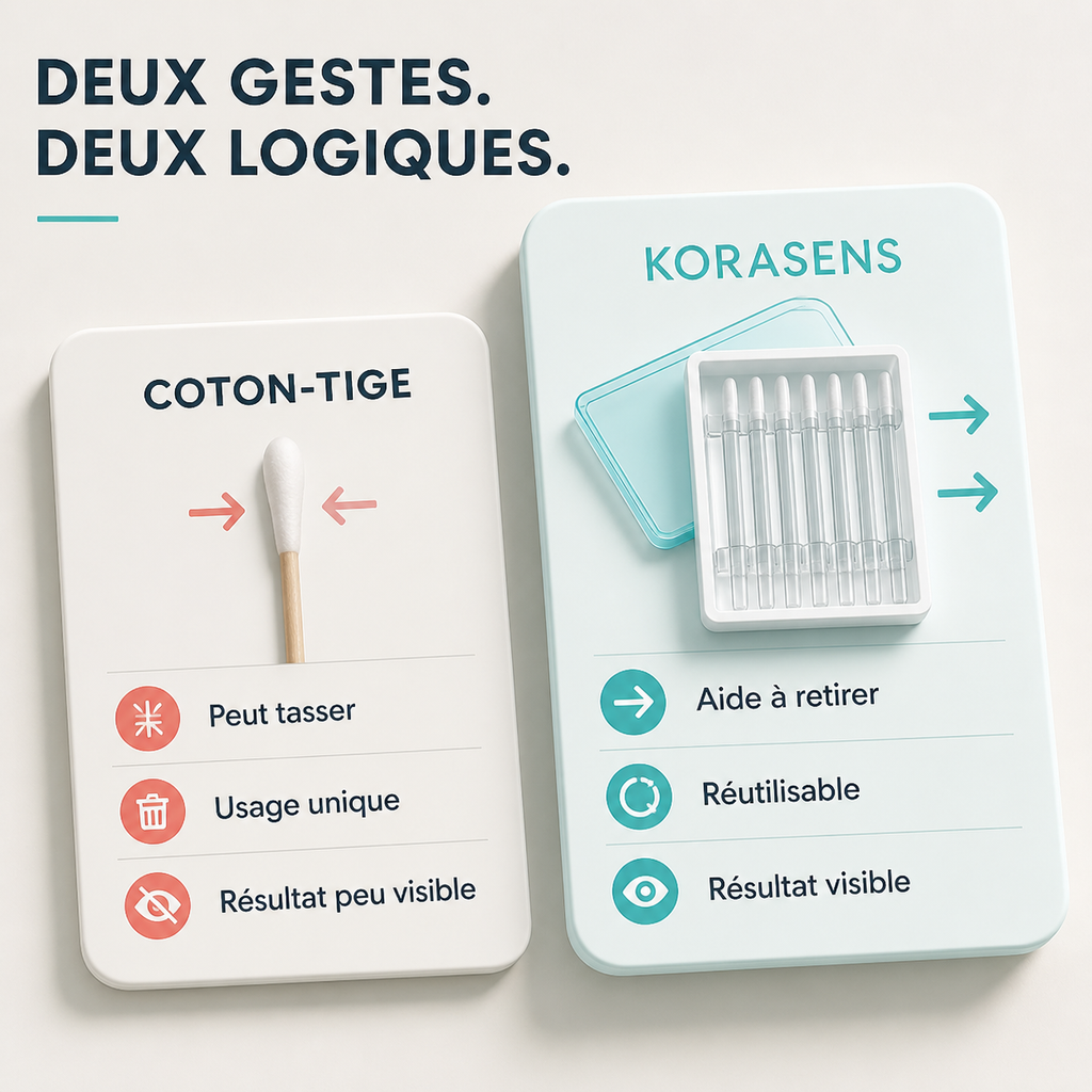 Korasens — Comparaison avec le coton-tige