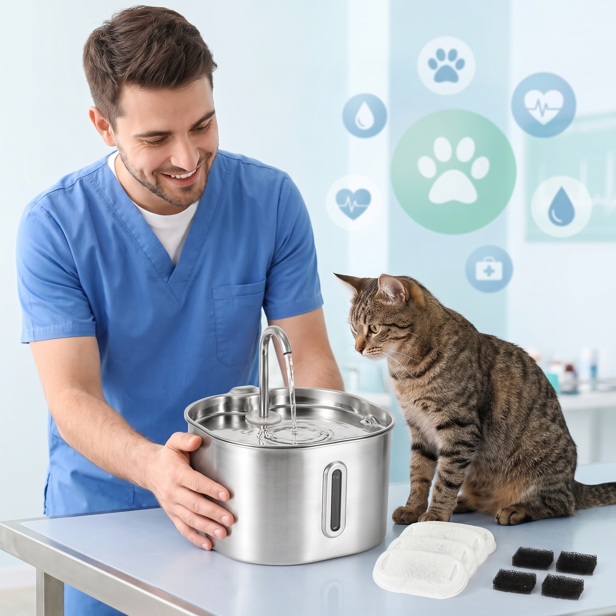 Vétérinaire et hydratation chat Korasens