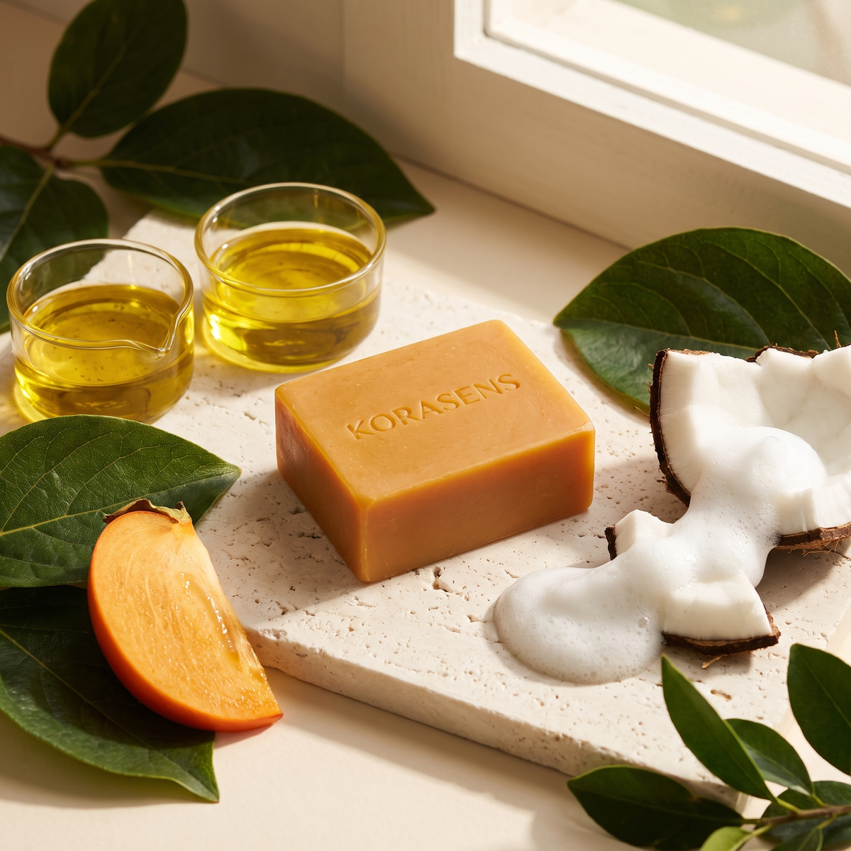 Ingrédients du savon au kaki Korasens