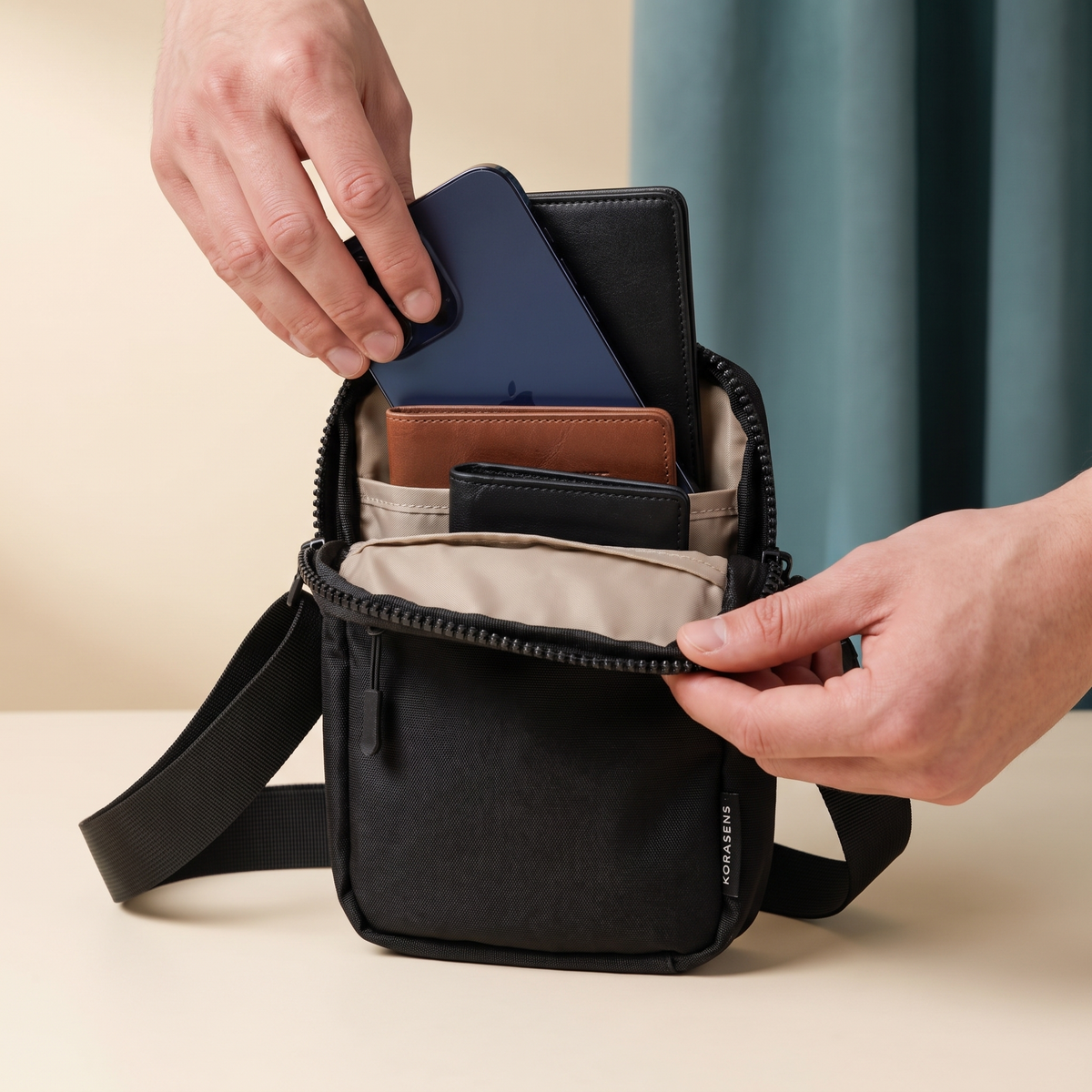 Rangement intérieur du Slingbag Korasens